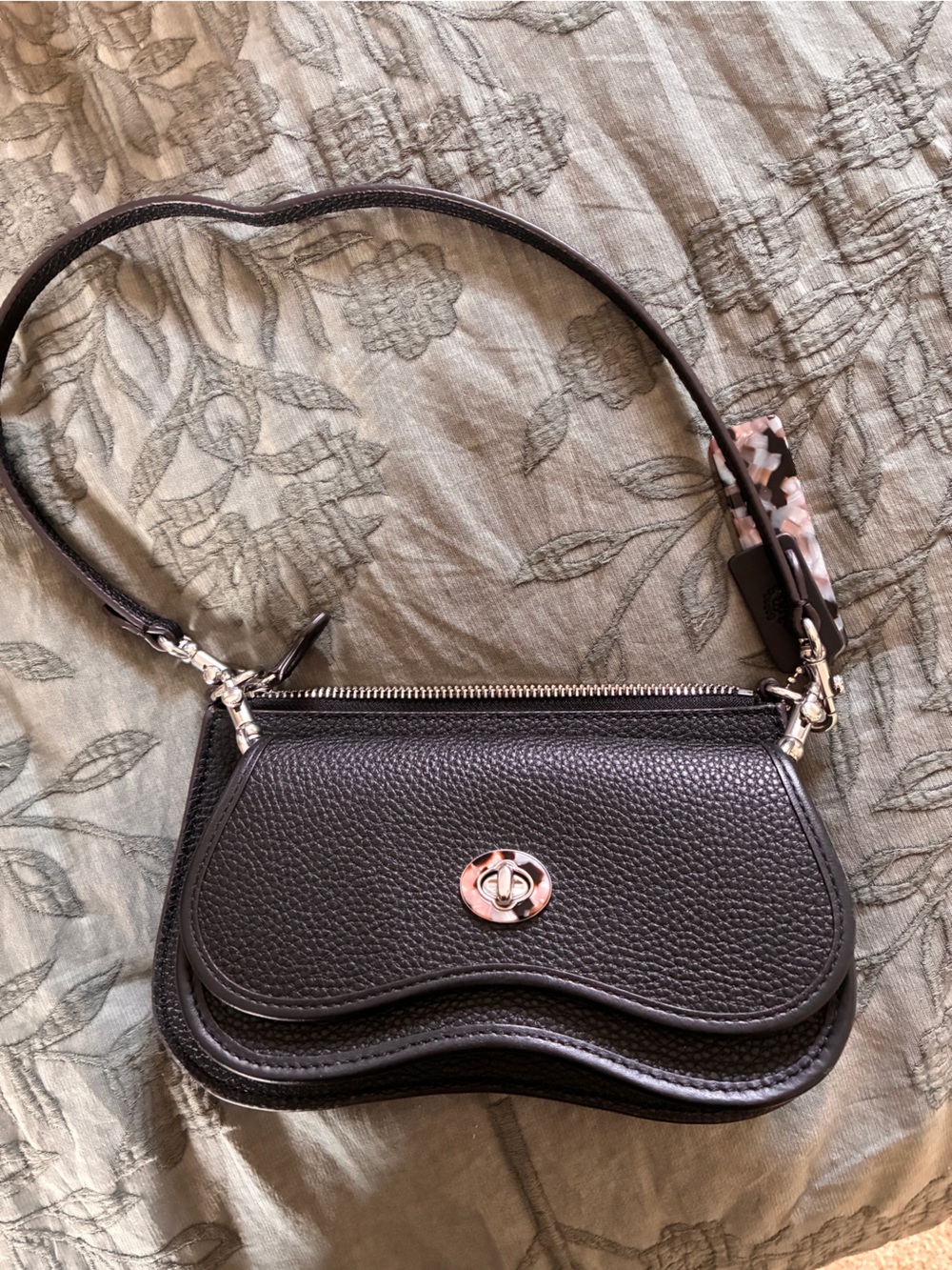 Coach Leather Wavy Double Pouch Bag